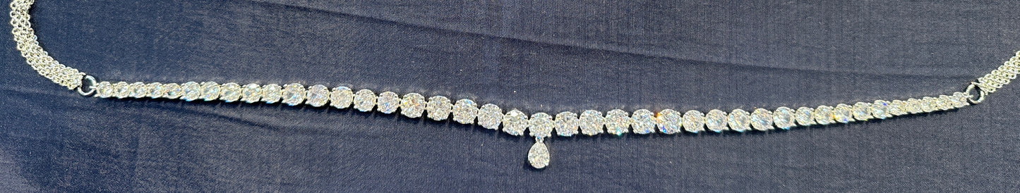 Elegant White American Diamond Shape Stone Hip Chain