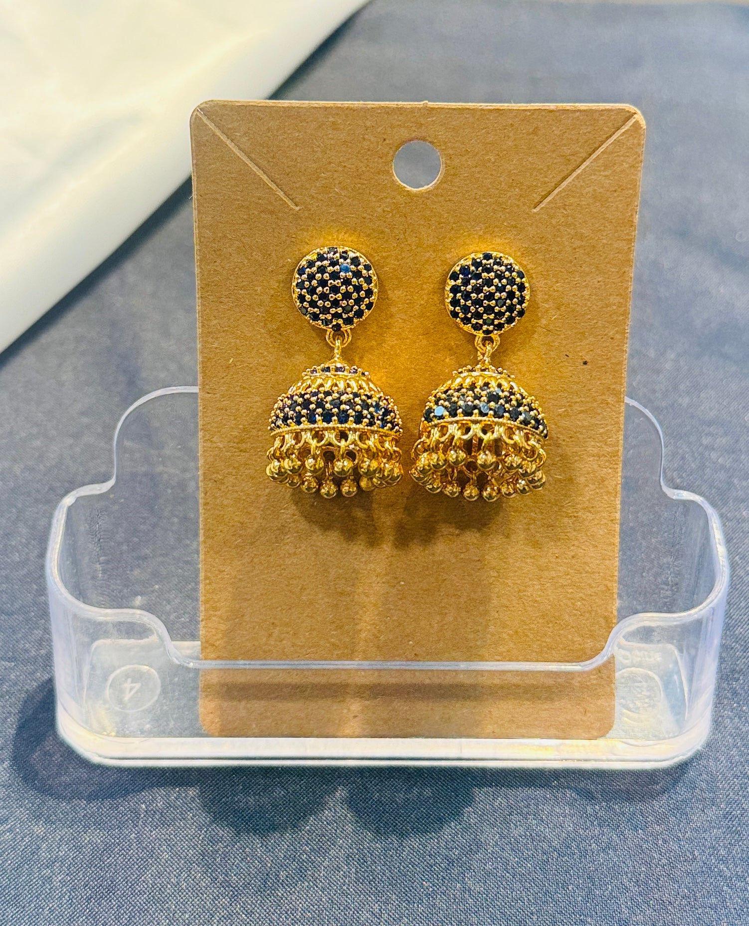 Amazing Gold Plated Blue Color Stones Earrings