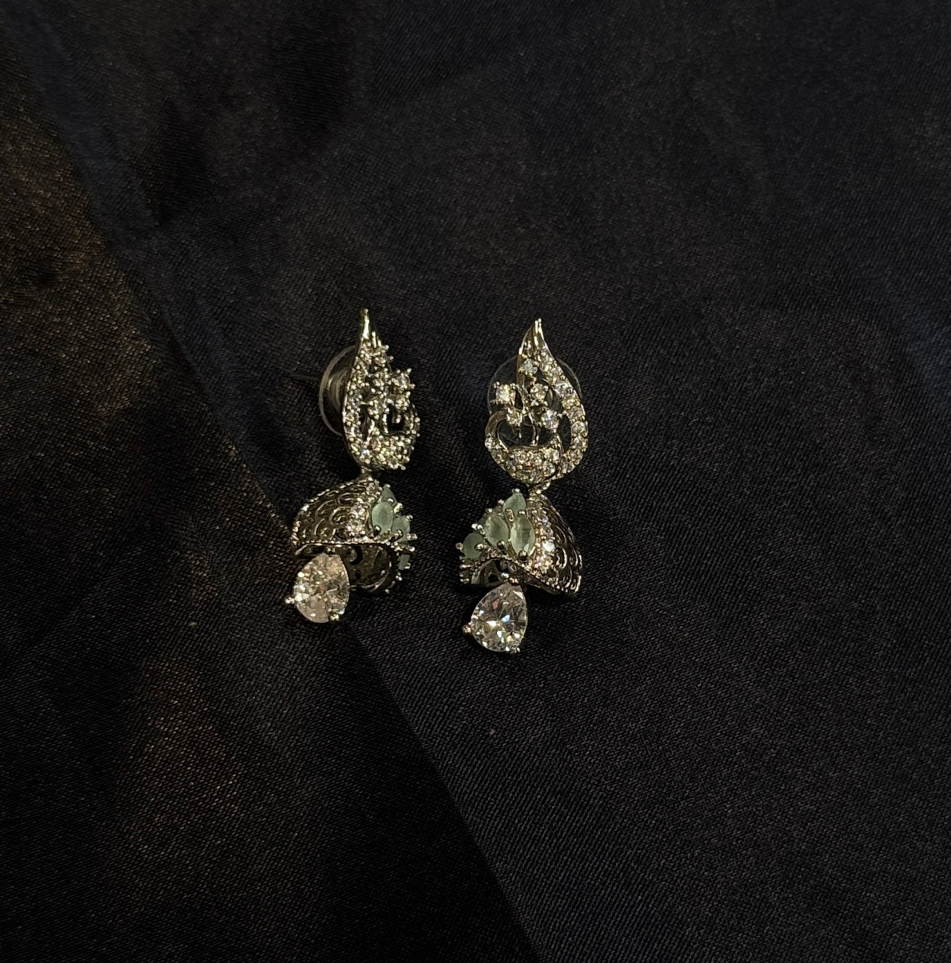 Dazzling White Stones American Diamond With Light Blue Beads Near Me