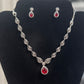 American Diamond Red Color Stones Necklace And Earrings Set Near Me