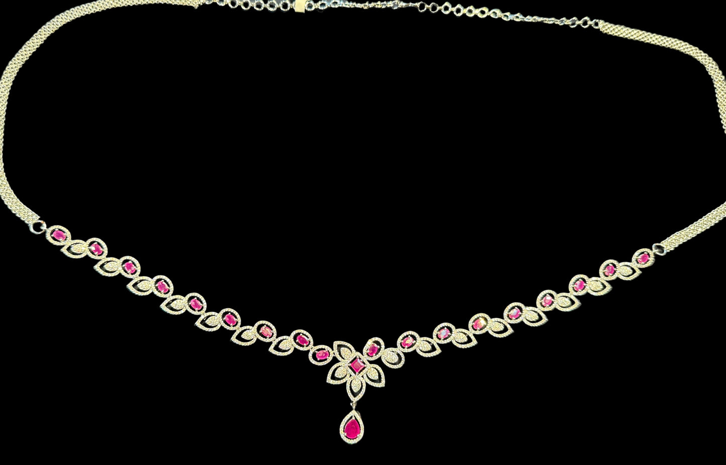 American Diamond White and Pink Color Stones Hip Chain Near Me