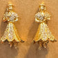 Pretty White Color Stones Gold Plated Dance Shape Earrings For Women