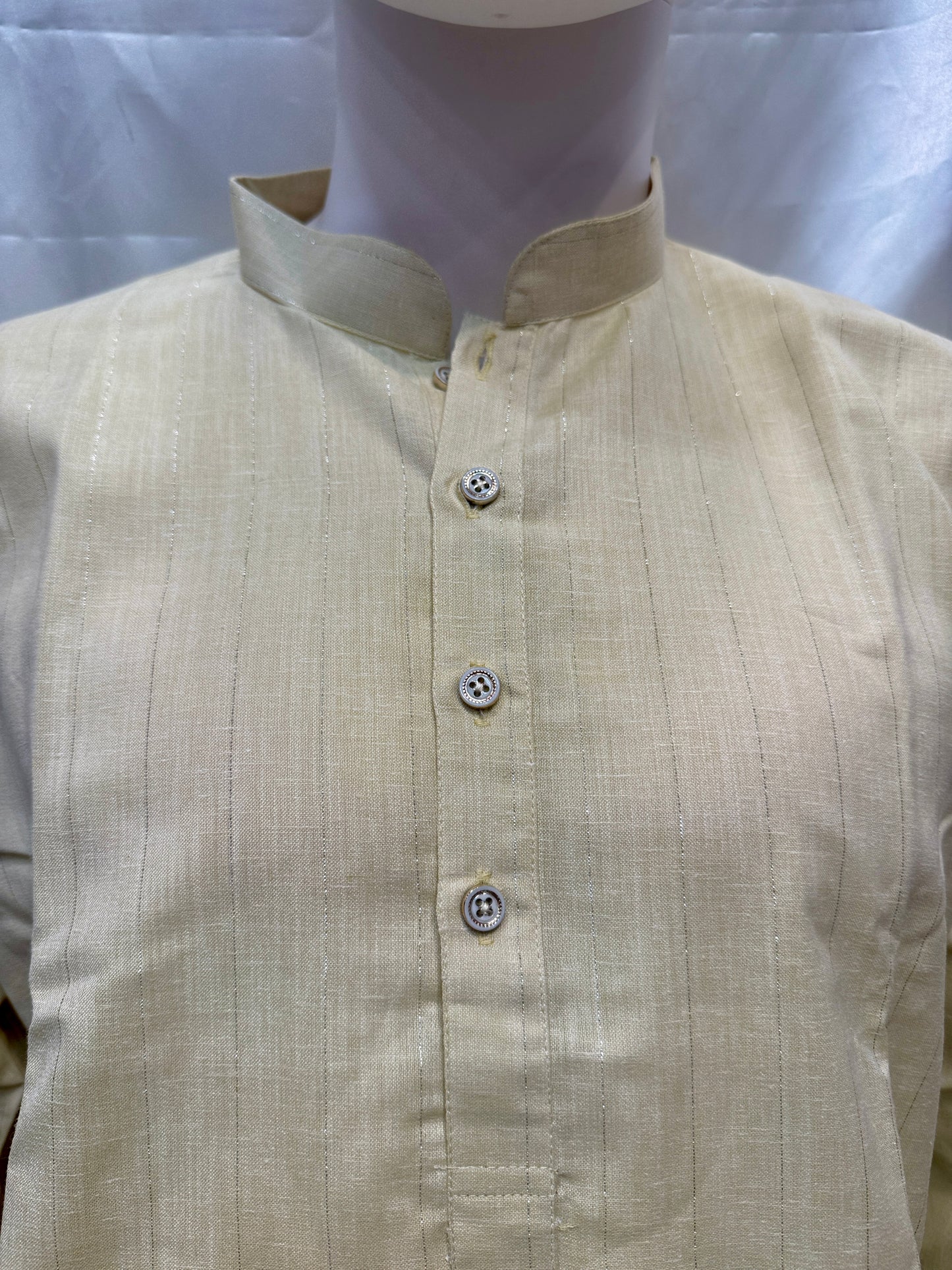 Mehendi Green Color Cotton Men's Kurta With Pajama Pant In Mesa