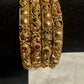 Red And Green Stones Studded Antique Gold Bangles Near Me
