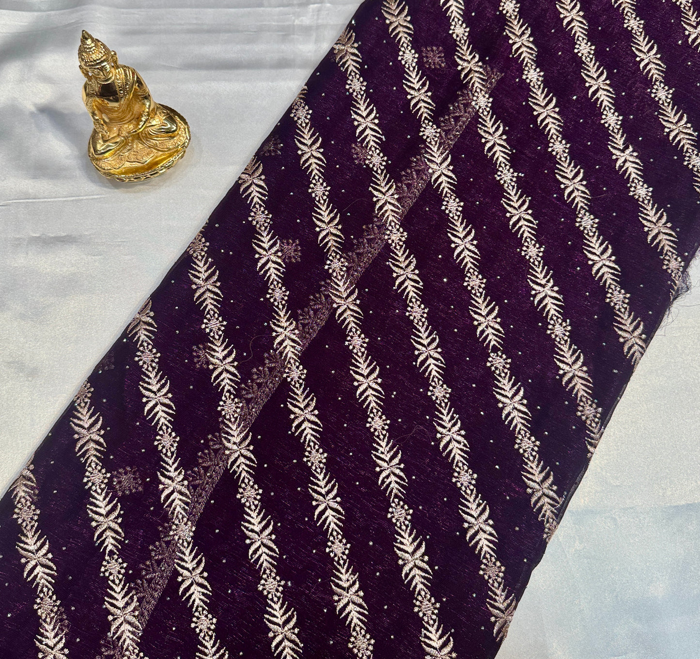 Awesome Dark Purple Color Georgette Embroidered Work Fancy Saree - PREMIUM QUALITY