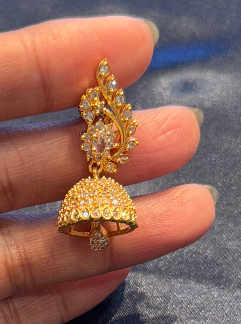 Exquisite Gold Plated Earrings With White Stones Near Me