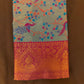 Attractive Goldish Teal Color Art Silk Saree With Contrast Border For Women