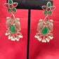 Oxidized Maroon And Green Stone And Beaded Work Bird Designs Earrings In USA