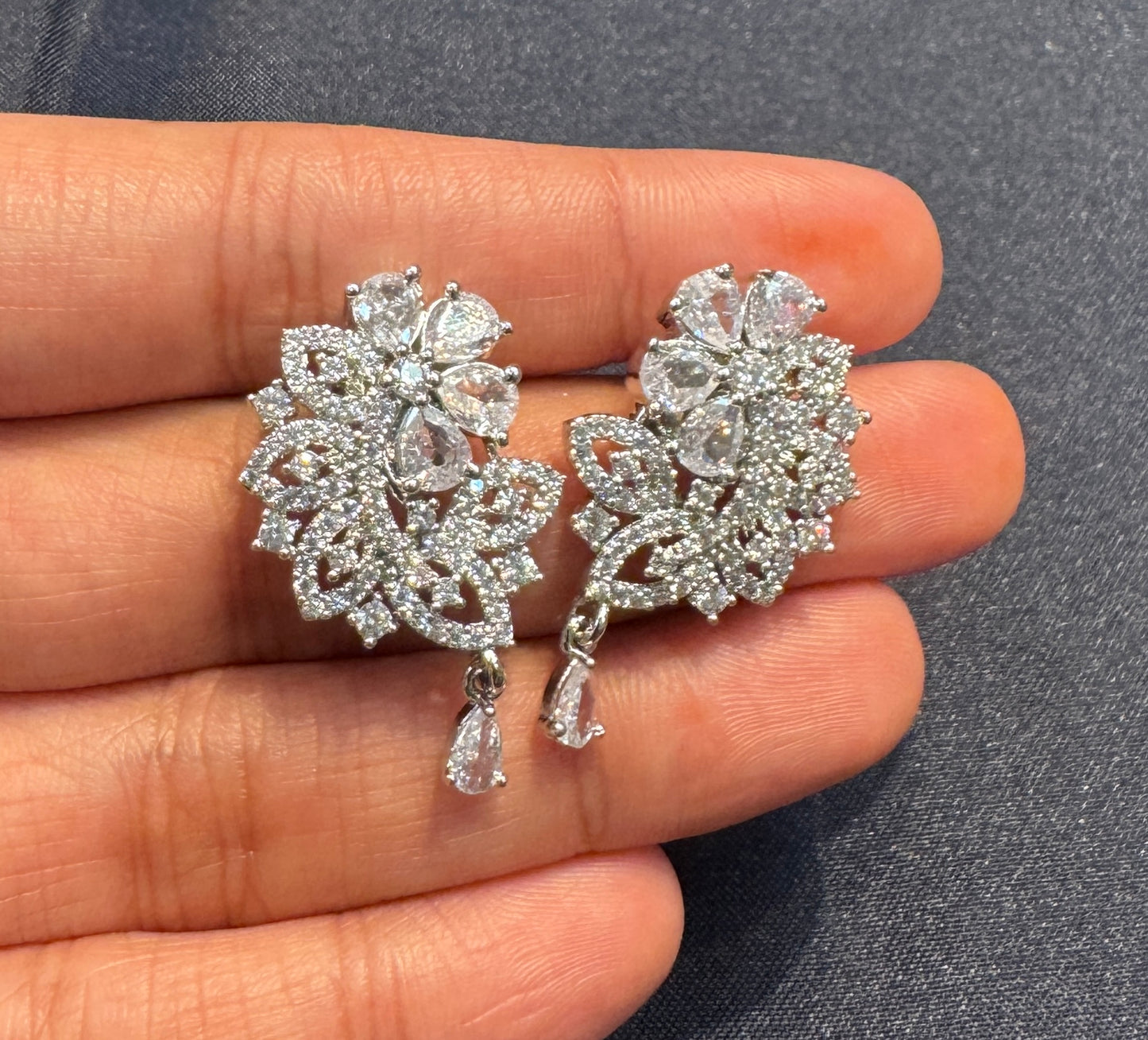 American Diamond White Color Stones Earrings In USA