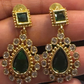 Stunning Dark Green Color Stones Gold Plated Earrings In Phoenix