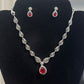 Appealing American Diamond Red Color Stones Necklace And Earrings Set