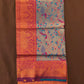 Attractive Goldish Teal Color Art Silk Saree With Contrast Border For Women