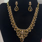 White Stone Embedded Gold Plated Necklace With Earrings Set Near Me