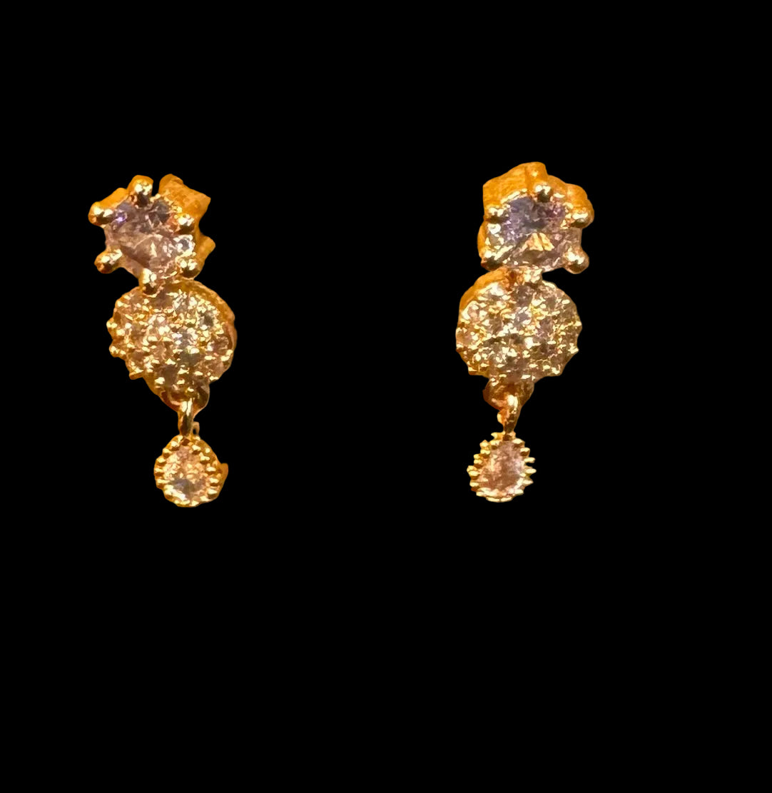 Gold Plated With White Stones Earrings In USA