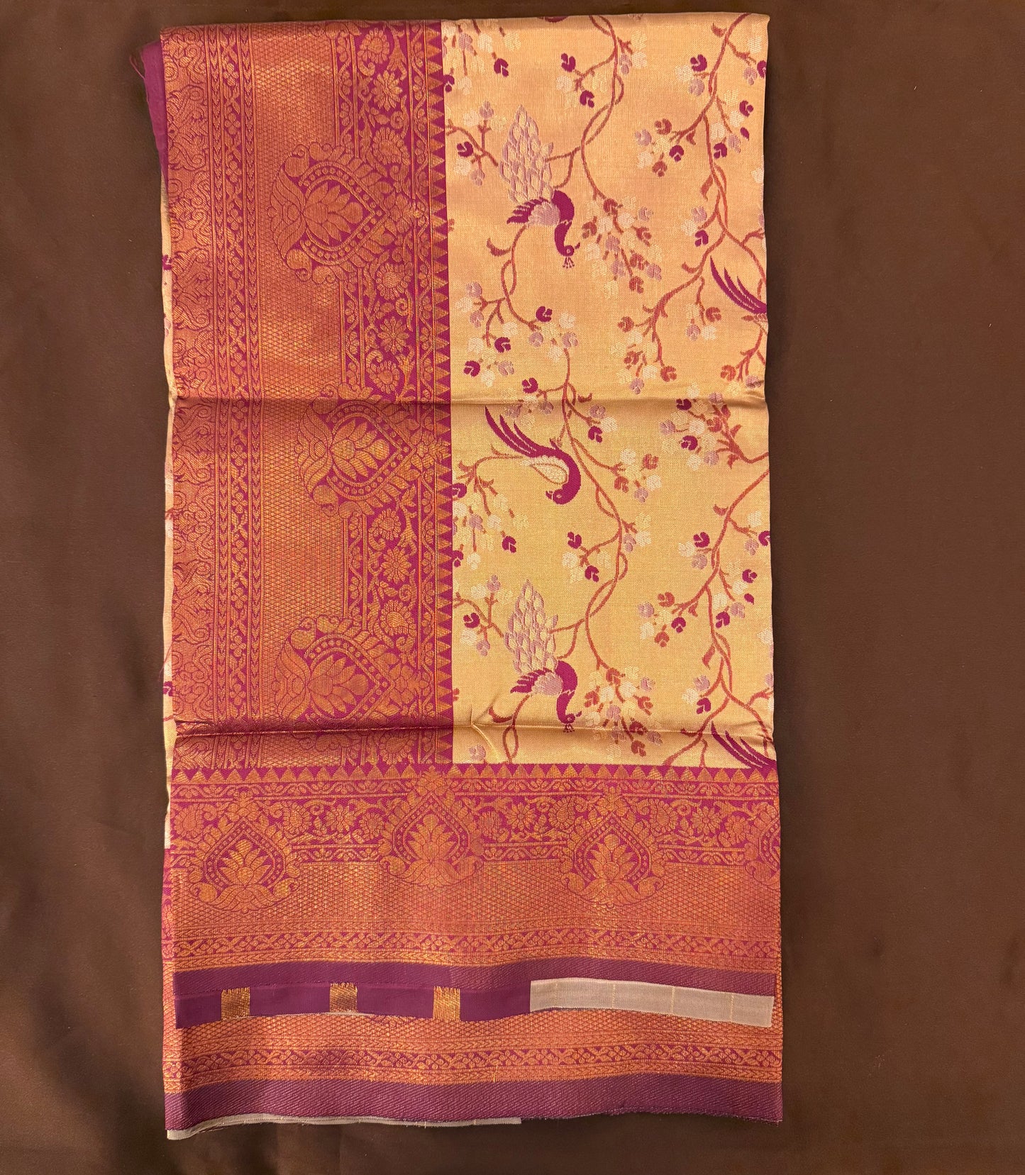 Attractive Peach Color Art Silk Saree With Contrast Border For Women