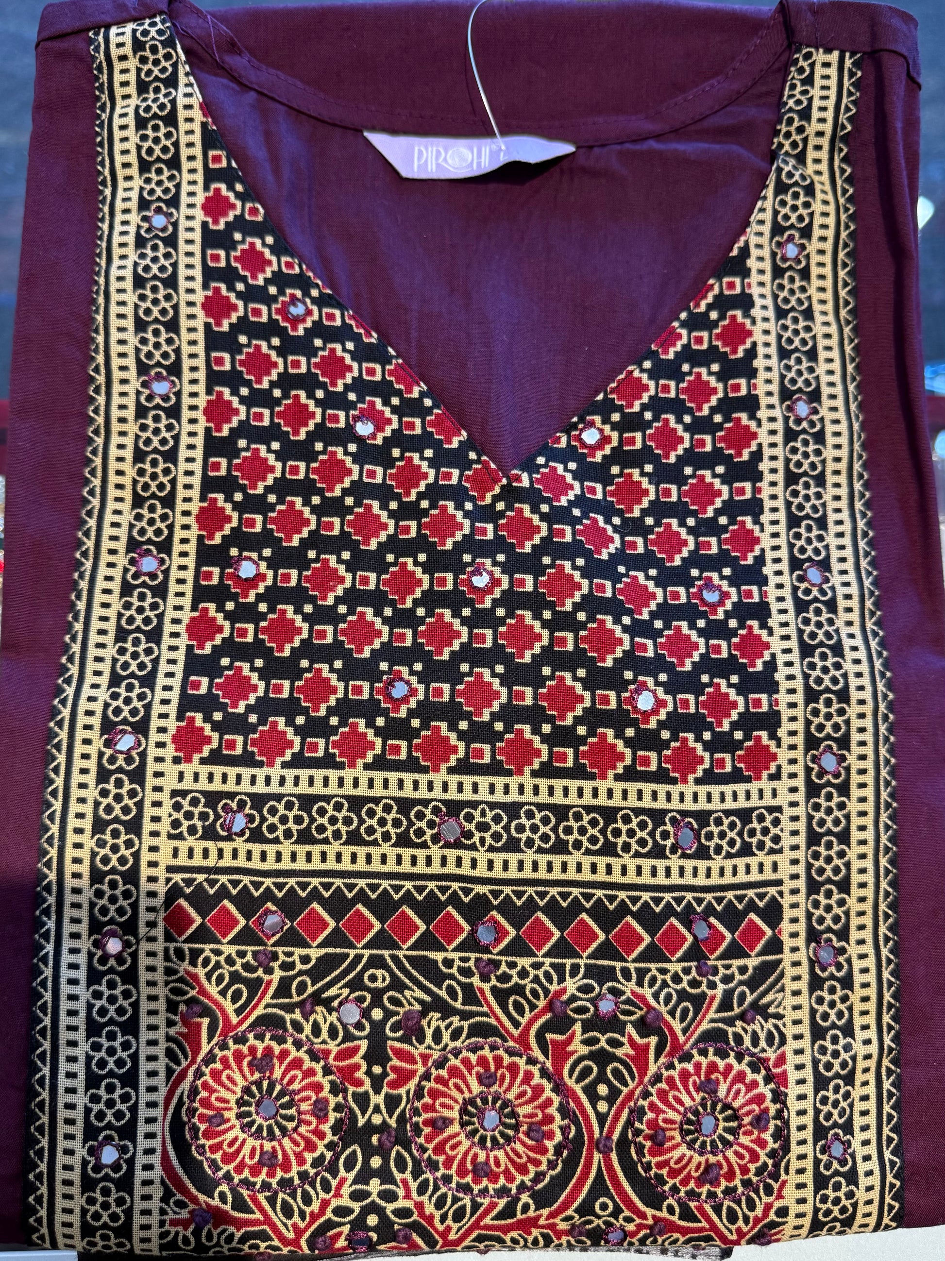 Beautiful Wine Color Cotton With Printed Work Salwar Suits With Dupatta For Women