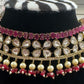 Kundan Style Dark Pink Stones Choker With Earrings Set Near Me