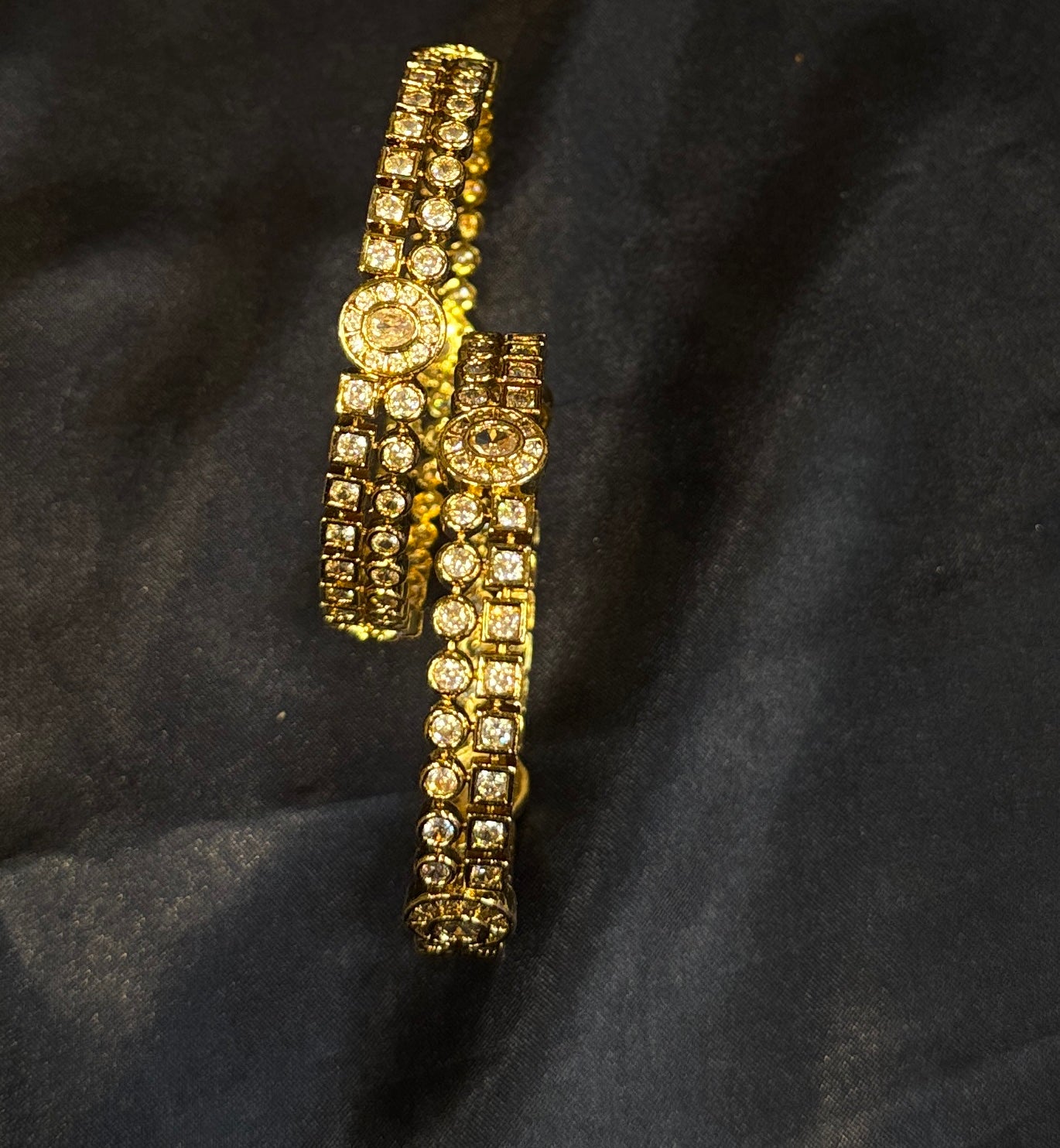 Pleasant White Stones Gold Plated Bangles For Women