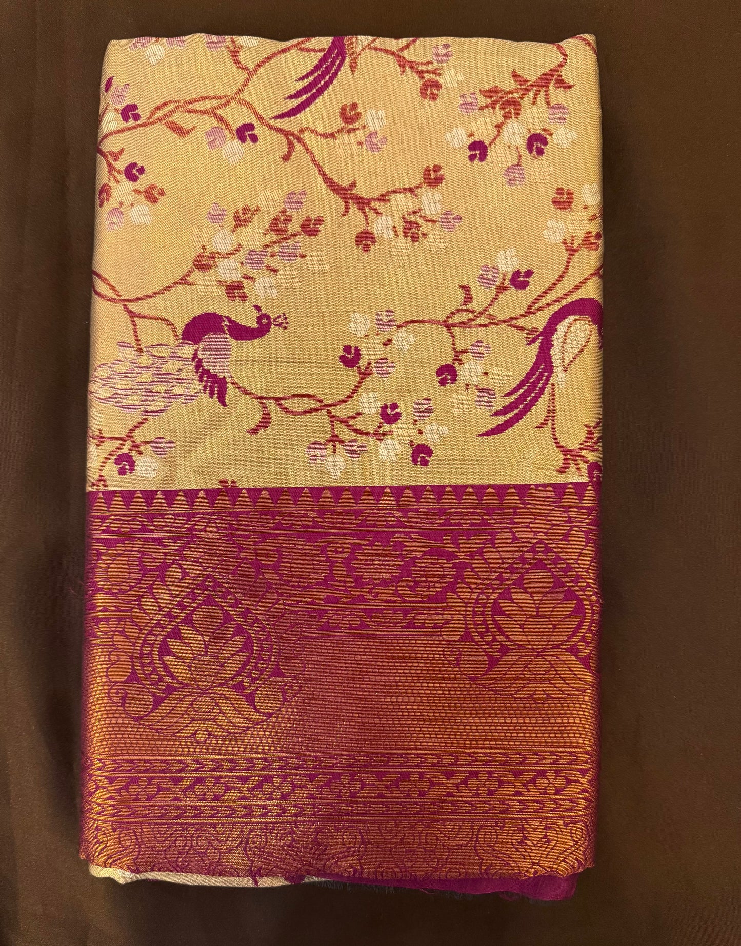 Attractive Peach Color Art Silk Saree With Contrast Border For Women