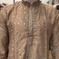 Appealing Brown Color Silk Kurta Suit With Embroidery Flower Work For Men