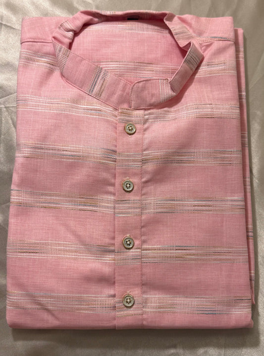 Amazing Pink Color Cotton Men's Kurta With Pajama Pant