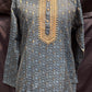 Elegant Dark Blue Color Brocade With Embroidery Work Kurta Suits For Men