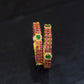 Attractive Pink And Green Stones Gold Plated Studded Bangles