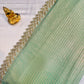 Attractive Pastel Green Color Soft Georgette Sequins With Beaded Lace Border Fancy Saree - PREMIUM QUALITY
