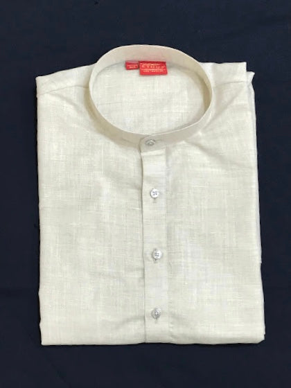 Amazing Beige Colored Cotton Kurta Pajama Set For Men