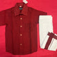 Beautiful Maroon Color Silk Cotton Shirt With Dhoti Sets For Kids
