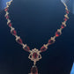 American Diamond White And Dark Pink Stones Necklace With Earrings Sets Near Me