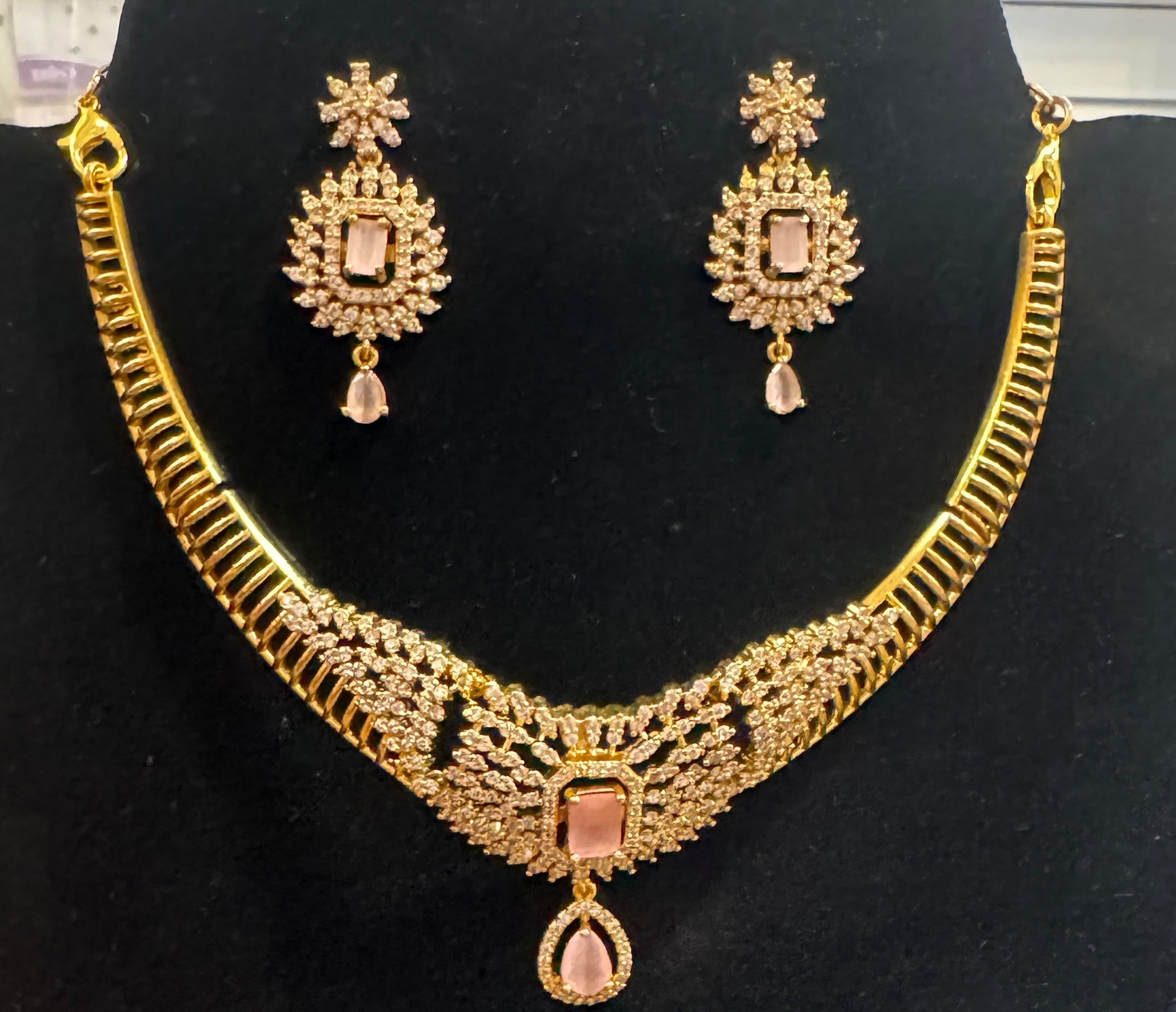 Traditional Gold Plated Necklace With Earrings Near Me