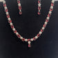 Attractive American Diamond Pink Color Stones Necklace And Earrings Set