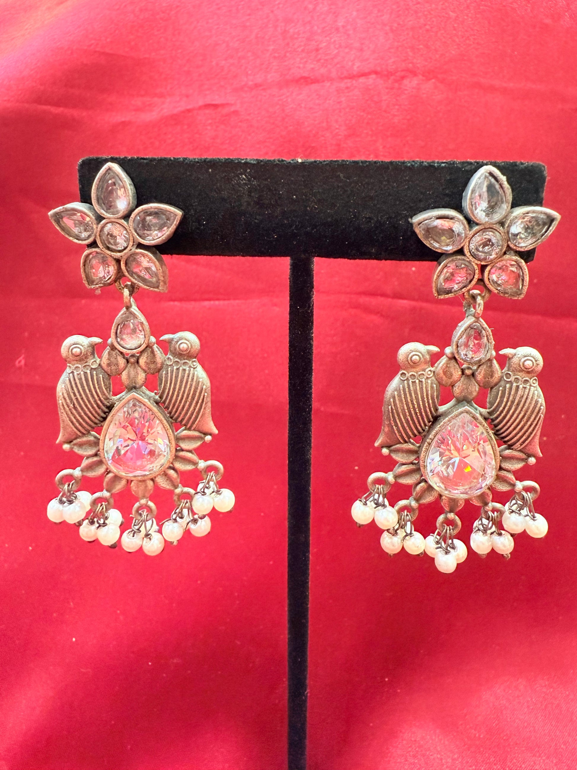 Oxidized Work Bird Earrings For Women In Chandler