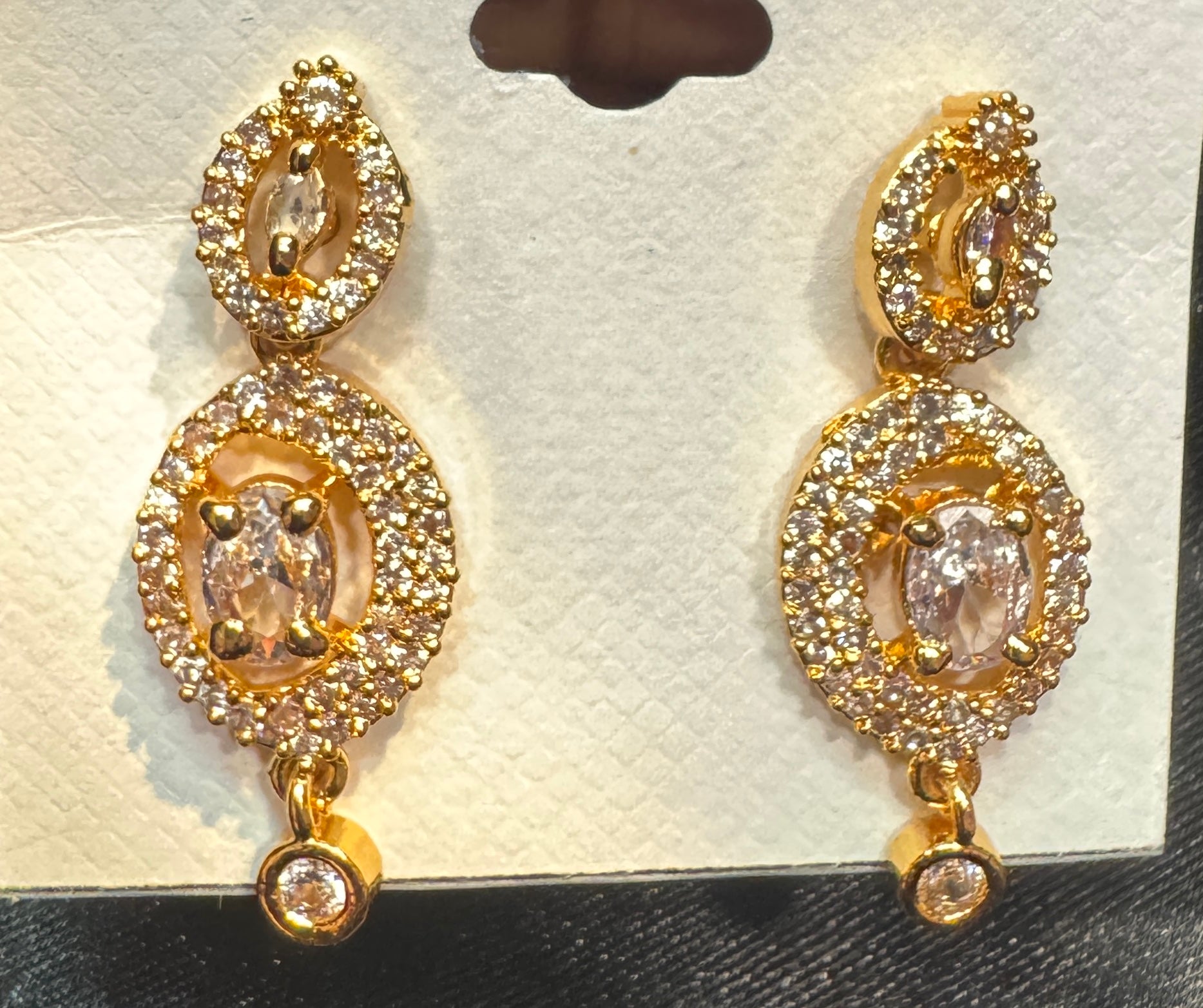 Beautiful White Stones Gold Plated Earrings For Women Near Me