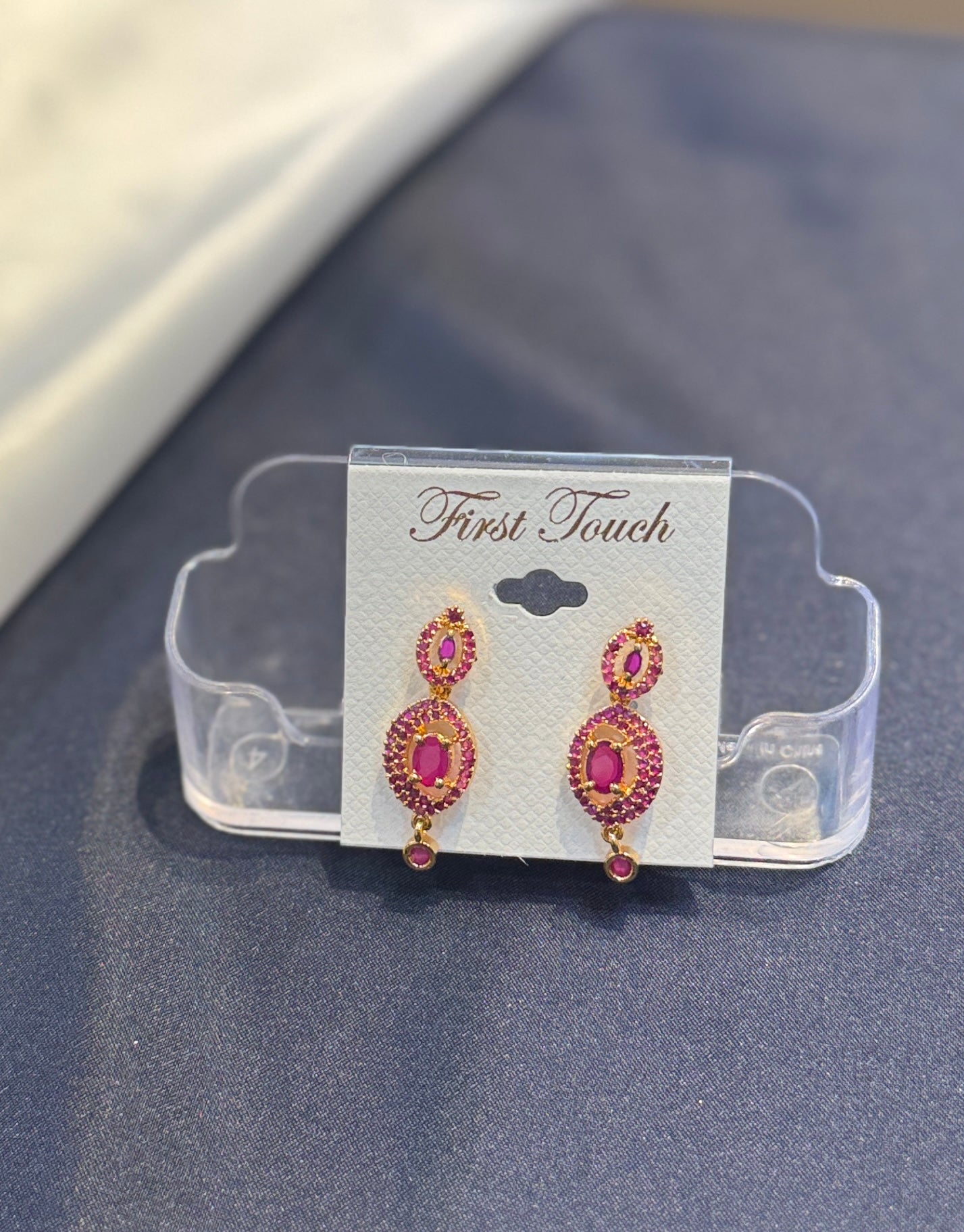 Attractive Pink Color Gold Plated Dangling Earrings Near Me