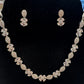 Pretty American Diamond Silver Stones Embedded Necklace and Earrings Set For Women