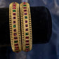Green And Red Stones Antique Design Gold Plated Bangles In USA
