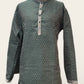 Graceful Dark Green Color Raw Silk With Embroidery Work Kurta Suits For Men