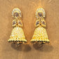 Alluring Doll Shaped Gold Plated Jhumka Earrings With White Stones Near Me