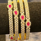 Appealing Red And White Stones Gold Plated Bangles For Women