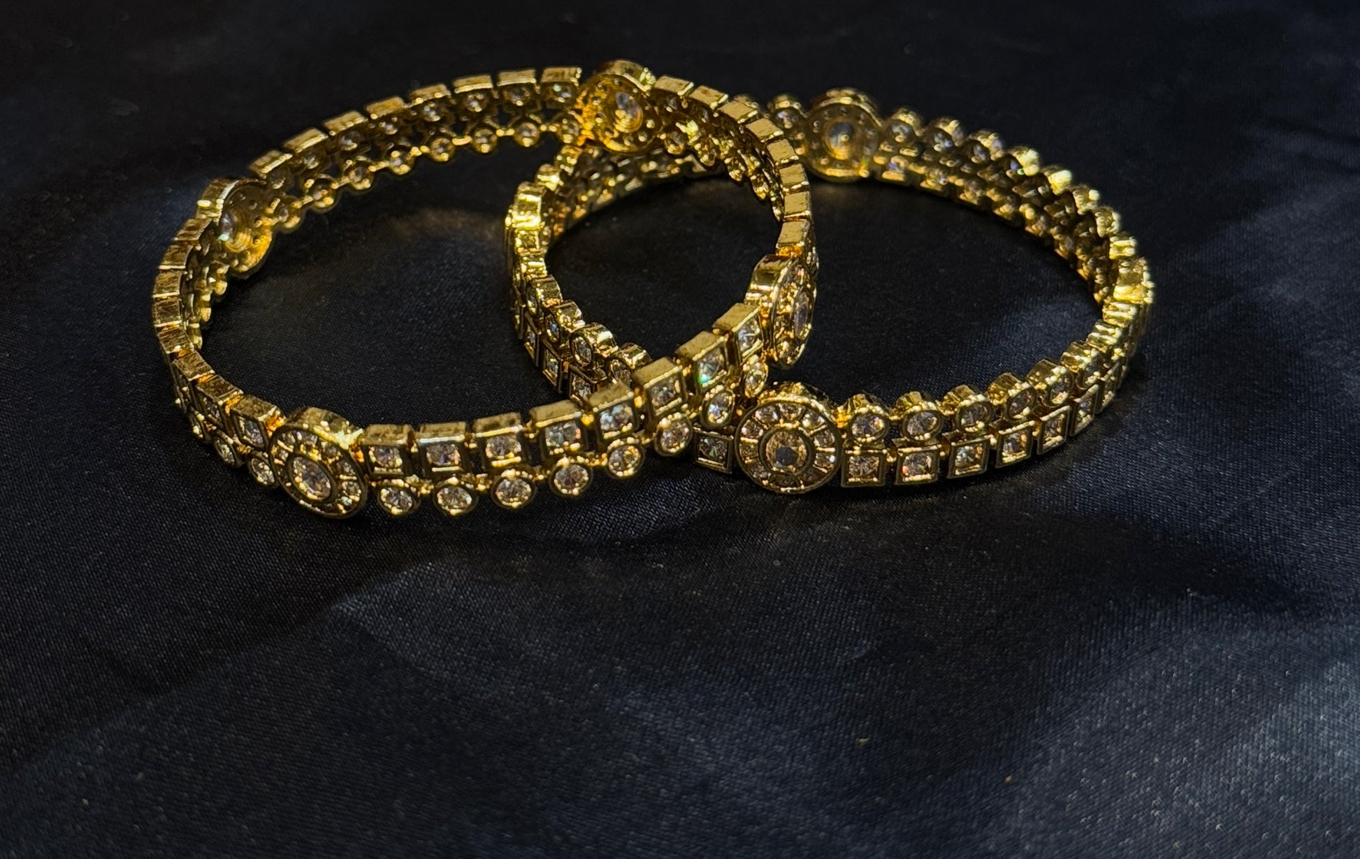 White Stones Gold Plated Bangles In USA
