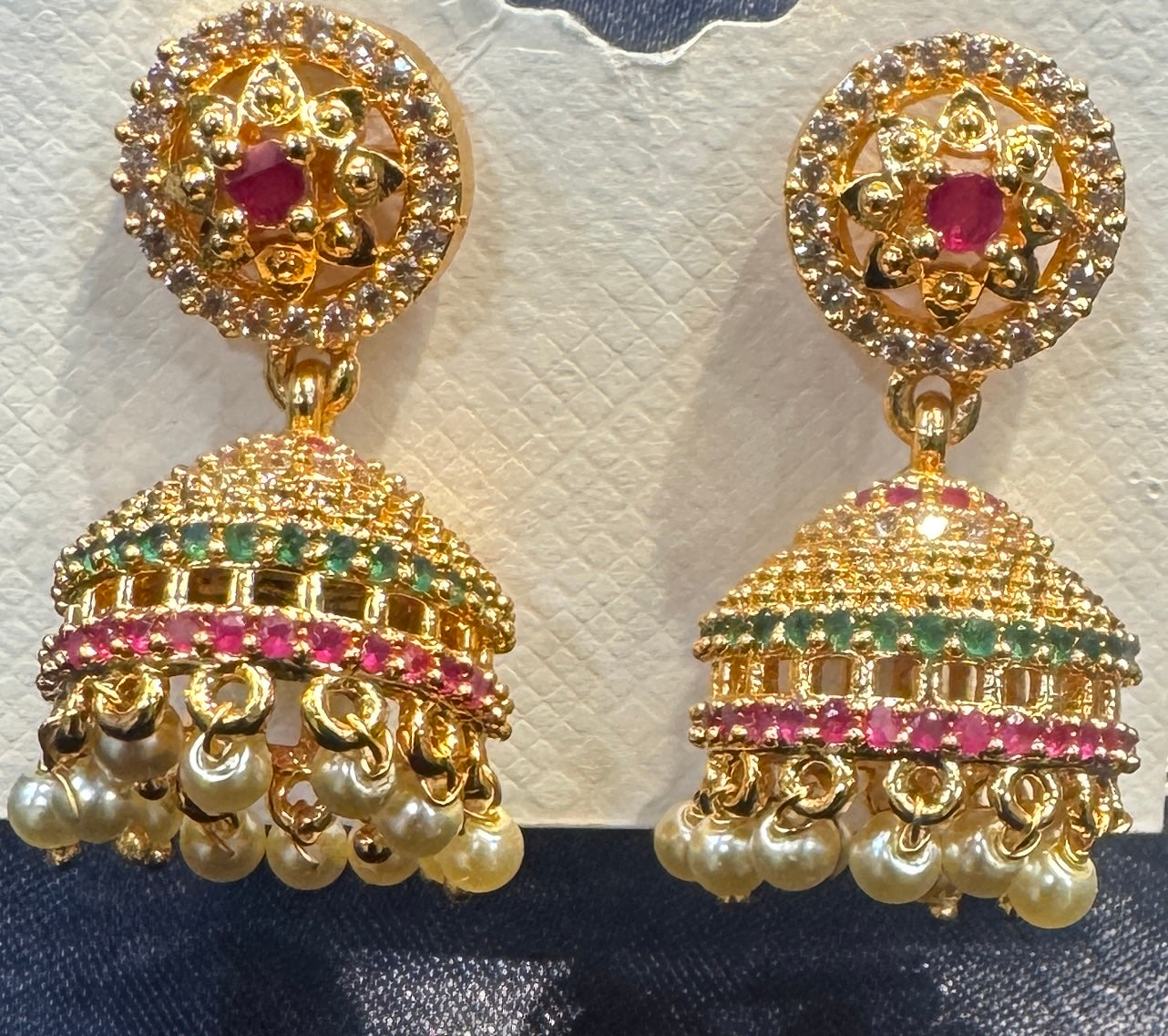 Stunning Multicolored Gold Plated Earrings With Pearls Near Me