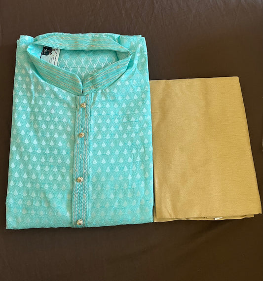 Appealing Pale Turquoise Color Jacquard Kurta Suit