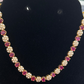 Exquisite Dark Pink Color Stone And White Pearl Gold Plated Necklace With Earrings Set Near Me