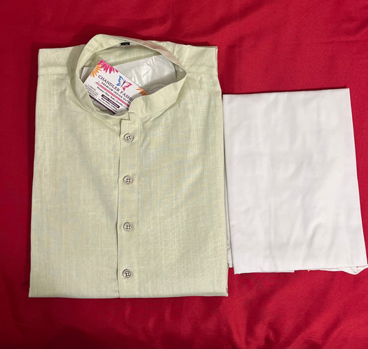 Stunning Light Green Color Men's Kurta With Pajama Pant

