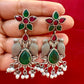 Oxidized Maroon And Green Stone And Beaded Work Bird Designs Earrings For Women Near Me