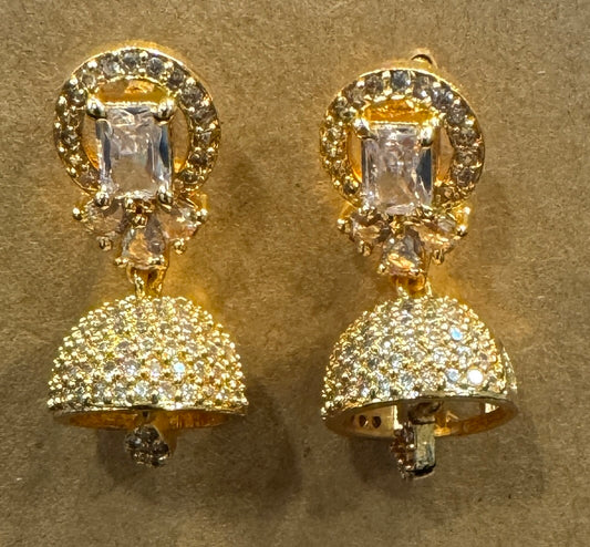 Charming Gold Plated Earrings With White Stone For Women