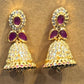 Exquisite Dark Pink Color Stones With Gold Plated Earrings For Women