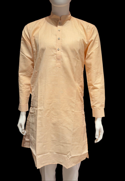 Stunning Light Orange Color Men's Kurta With Pajama Pant